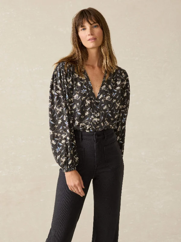 Dakota Blouse - Blue Jasmine Floral Peter Pan Blouse