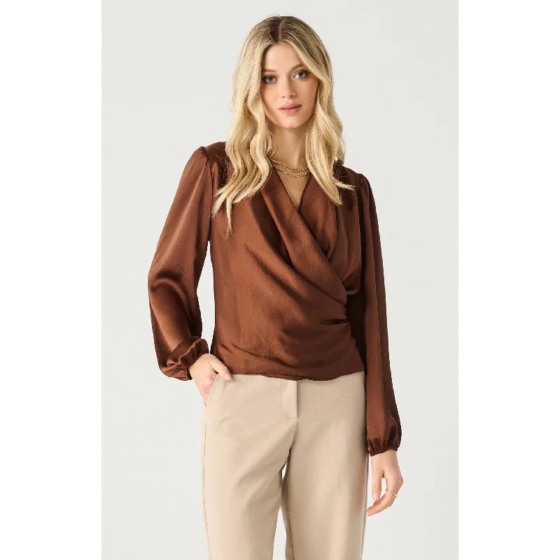 Dex Black Tape LS Soft Wrap Blouse Delicate Pleat Blouse