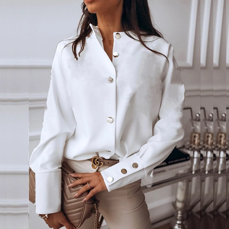 Elegant White Blouse Shirt Women's Long Sleeve Buttton Fashion Woman Blouses 2020 Womens Tops and Blouses Solid Spring Tops Frilled Cuff Blouse Elegant White Blouse Shirt Women's Long Sleeve Buttton Fashion Woman Blouses 2020 Womens Tops and Blouses Solid Spring Tops Frilled Cuff Blouse