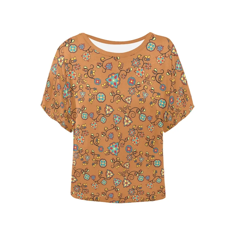 Fire Bloom Light Women's Batwing-Sleeved Blouse T shirt Delicate Bow Blouse