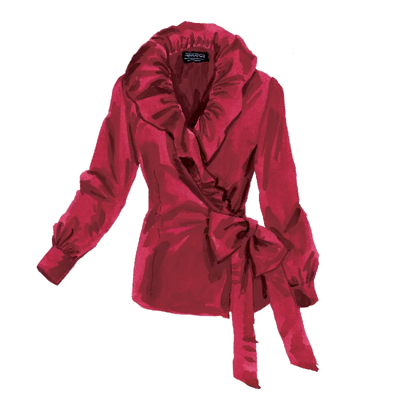 Flamenco Christmas Blouse Ruched Sleeve Blouse