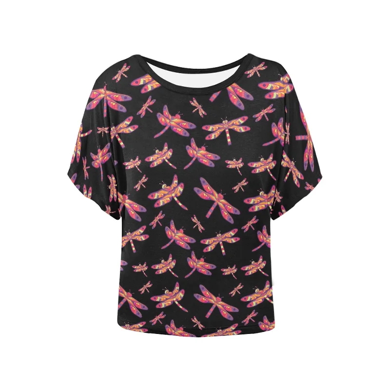 Gathering Noir Women's Batwing-Sleeved Blouse T shirt Peter Pan Blouse