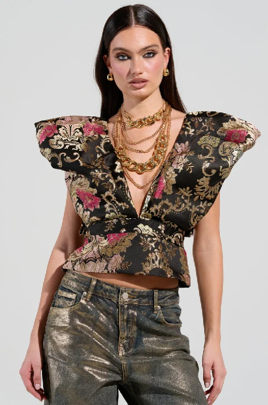 GET MY CLOSE UP FLORAL BROCADE BLOUSE Elegant Lace Blouse
