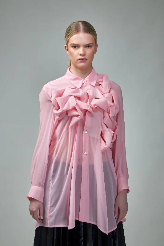 Ladies Blouse Elegant Semi-Sheer Blouse