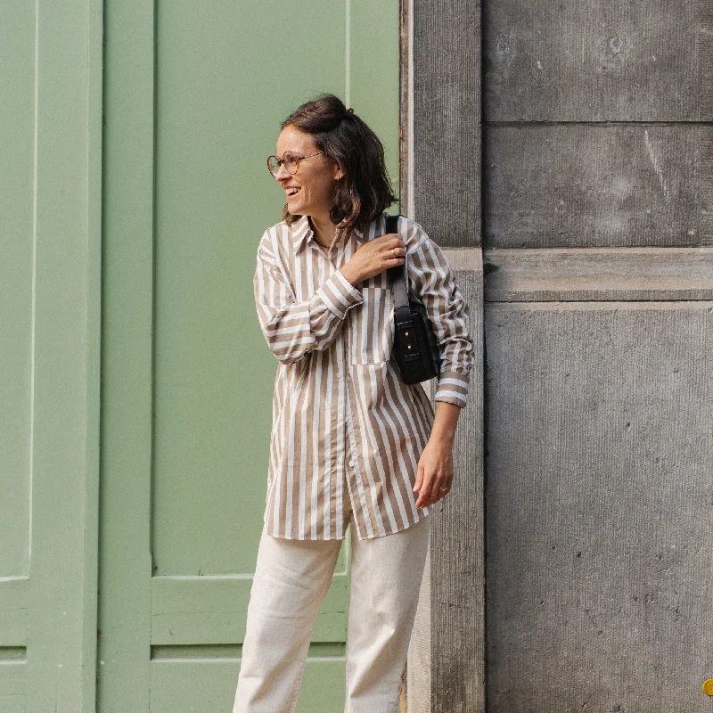 LAST ONES in XS - Jan 'n June Mamro Blouse - Camel Striped Loose Fit Blouse