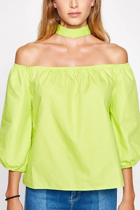 Women Green Blouses Drape Neck Blouse