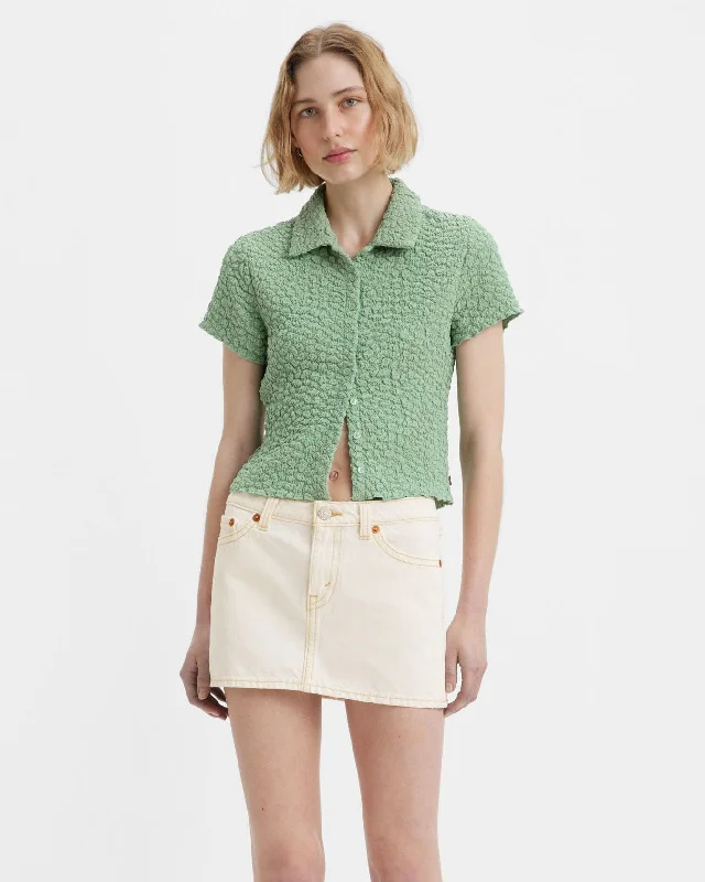 Levi's® Womens Cloud Button Up Blouse - Granite Green Peter Pan Collar Blouse