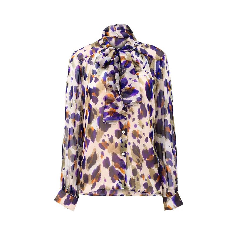 Luisa Spagnoli LINDA Ladies Blouse Shirt with Sash Lightweight Chiffon Blouse