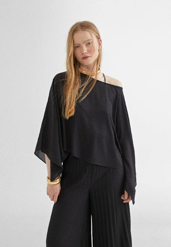 Satin blouse/layer Chic Ruffle Blouse