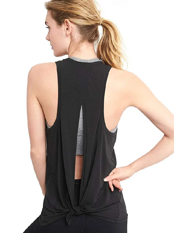NWT Activewear Running Workouts Clothes Open Back Yoga Tank Tops Stretch Sexy Blouse Gym Tank Sleeveless Shirts Sports Crop Top Drape Neck Blouse