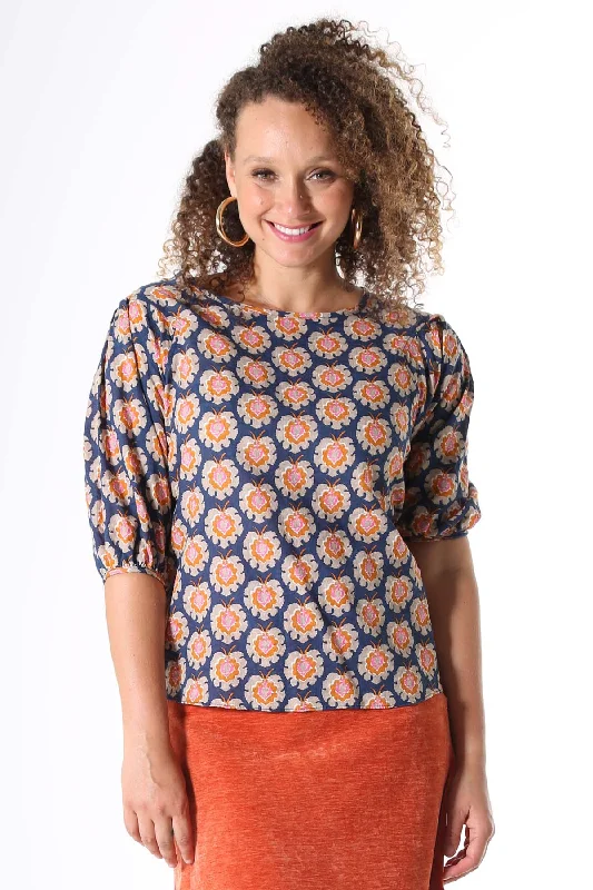 Olga-de-Lis Blouse in Seersucker Bell Sleeve Blouse