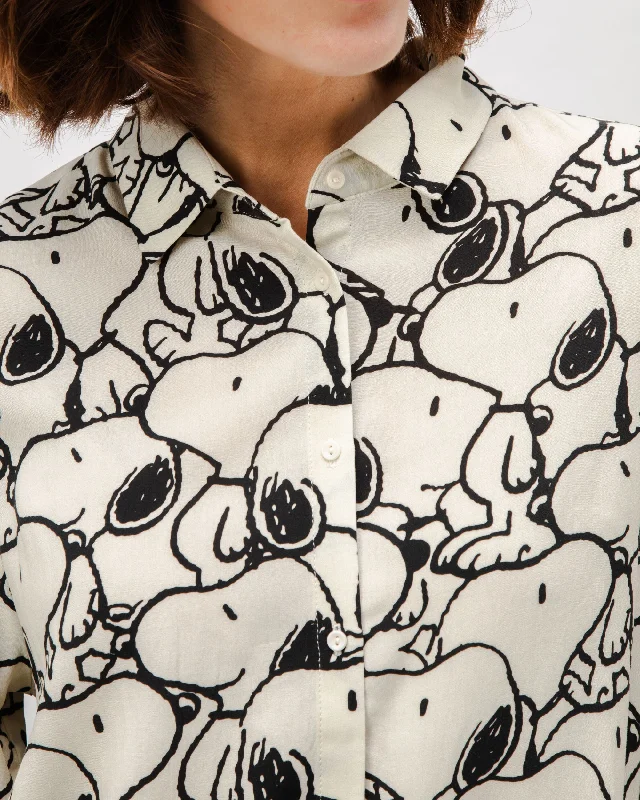 Peanuts B&W Viscose Blouse Ecru Embellished Collar Blouse