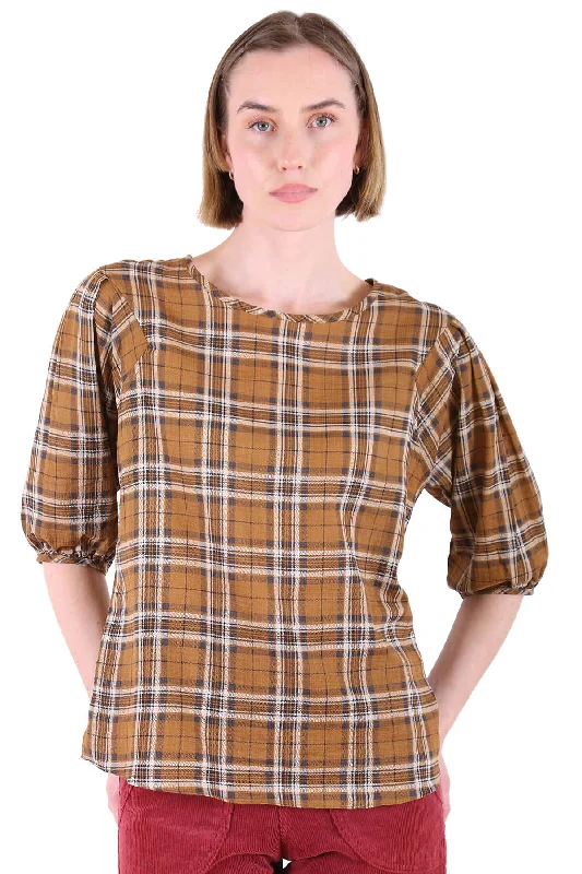 Picnic Blouse Mustard Sweetheart Neck Blouse