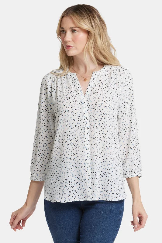 Pintuck Blouse - Sprinkle Dots High Neck Blouse