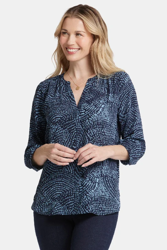 Pintuck Blouse - Stormy Nights Frilled Cuff Blouse