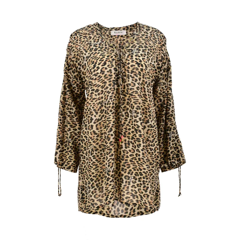 Blugirl Women's Leopard Print Blouse Loose Fit Blouse