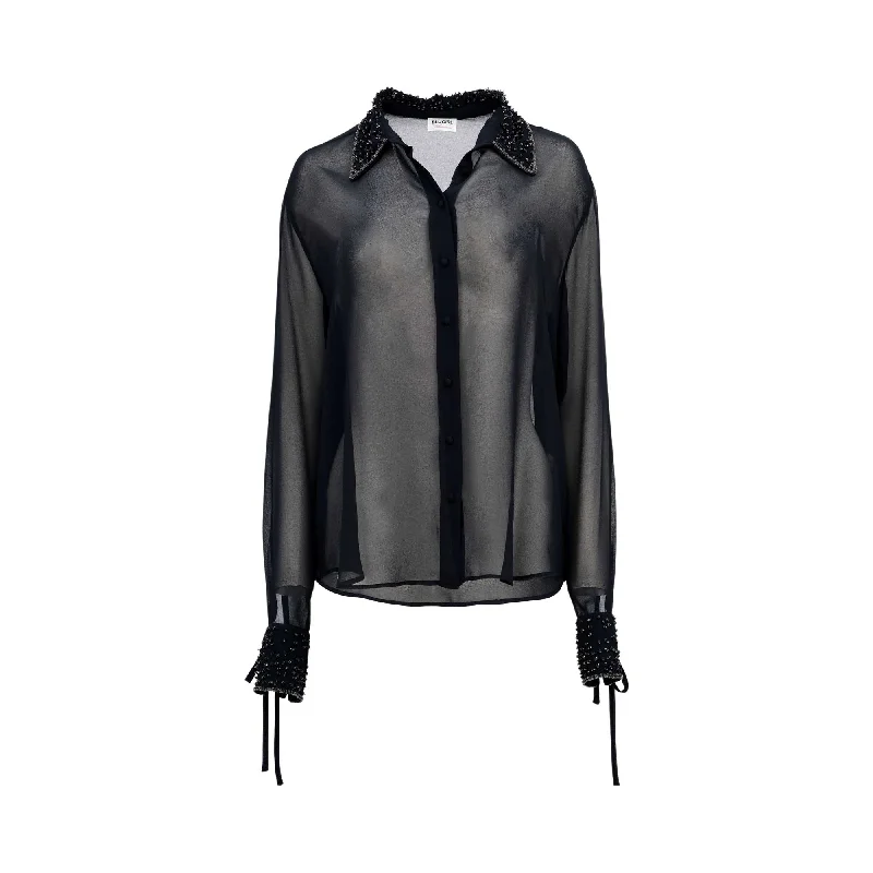 Blugirl Women's Black Blouse Romantic Lace Blouse