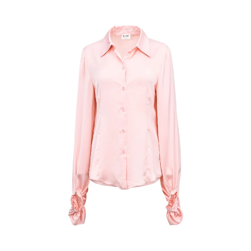 Blugirl Women's Peach Pearl Blouse Elegant Embroidery Blouse