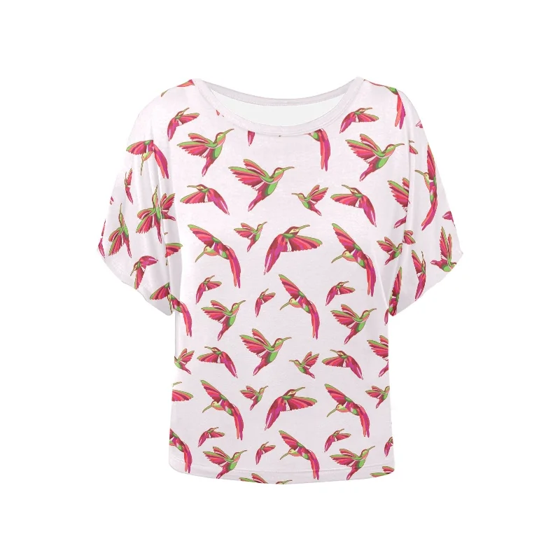 Red Swift Colourful Women's Batwing-Sleeved Blouse T shirt Modern Work Blouse