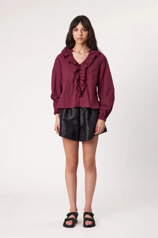 Remain Lucia Blouse - Sangria Sheer Sleeve Blouse