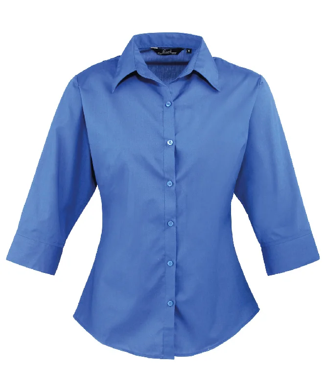 Royal - Women's ¾ sleeve poplin blouse Lightweight Linen Blouse