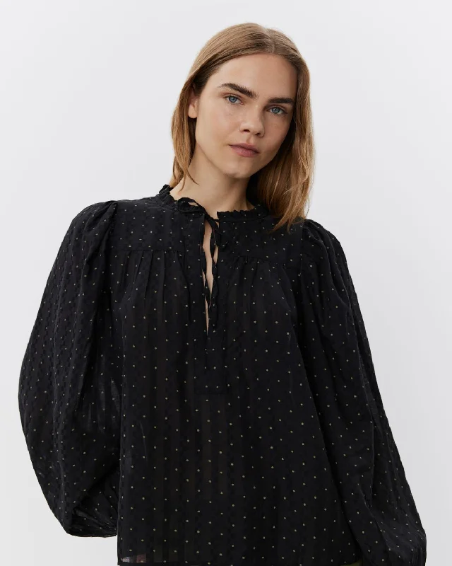 LOURDESSW BLOUSE - Black Bell Sleeve Blouse