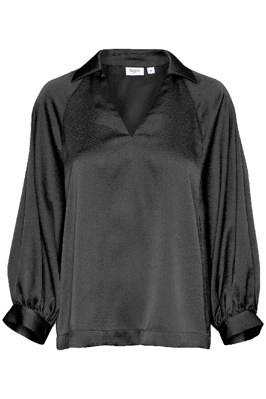 Saint Tropez 30513659 HandianiSZ Blouse Black Soft Modal Blouse