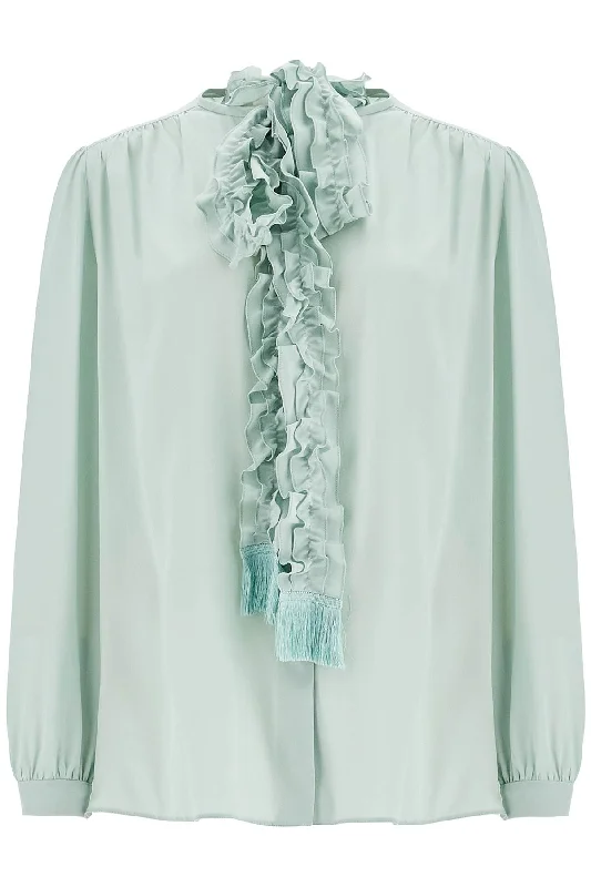 silk blouse with bow detail 6B3AB77590F DIRTY SAGE Floral Chiffon Blouse