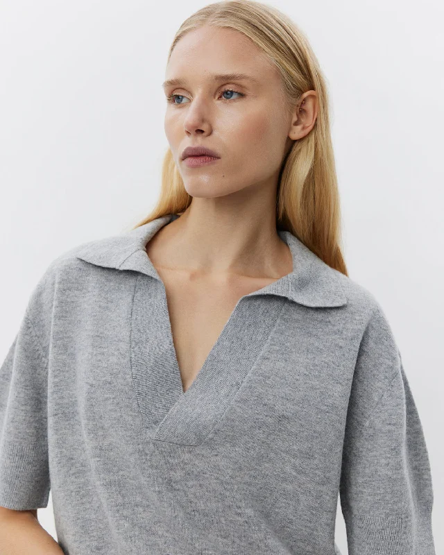 AMALYSW BLOUSE - Grey melange Feminine Satin Blouse