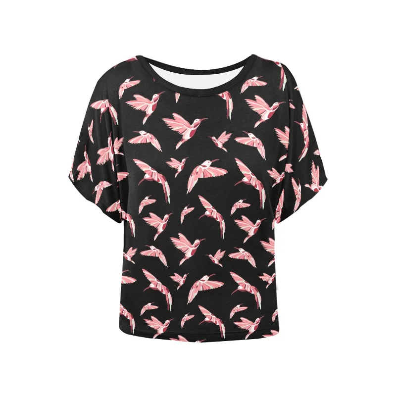 Strawberry Black Women's Batwing-Sleeved Blouse T shirt Sleeveless Summer Blouse