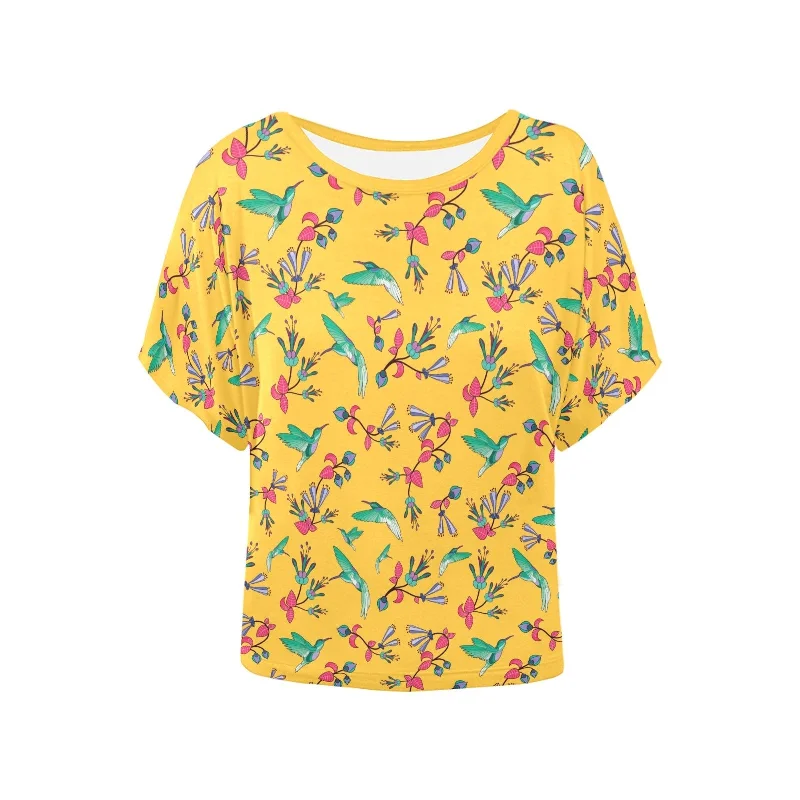 Swift Pastel Yellow Women's Batwing-Sleeved Blouse T shirt Subtle Shimmer Blouse