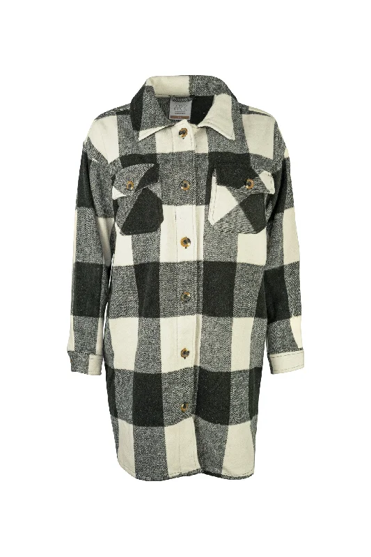 Ladies plaid shacket Textured Cotton Blouse