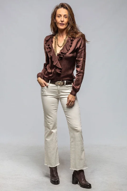 Vivian Ruffle Blouse In Chocolate Playful Puff Blouse