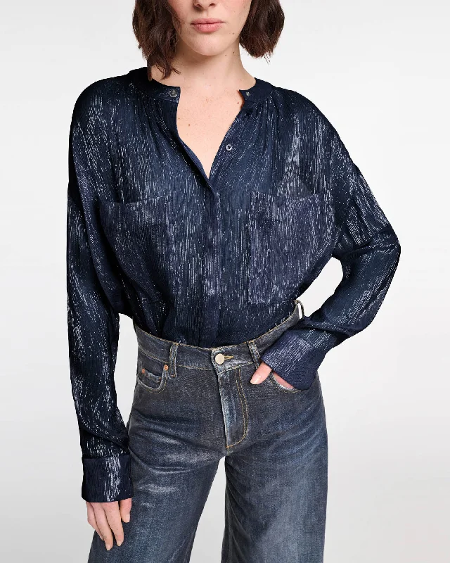 Shimmering Shine Blouse Drape Neck Blouse