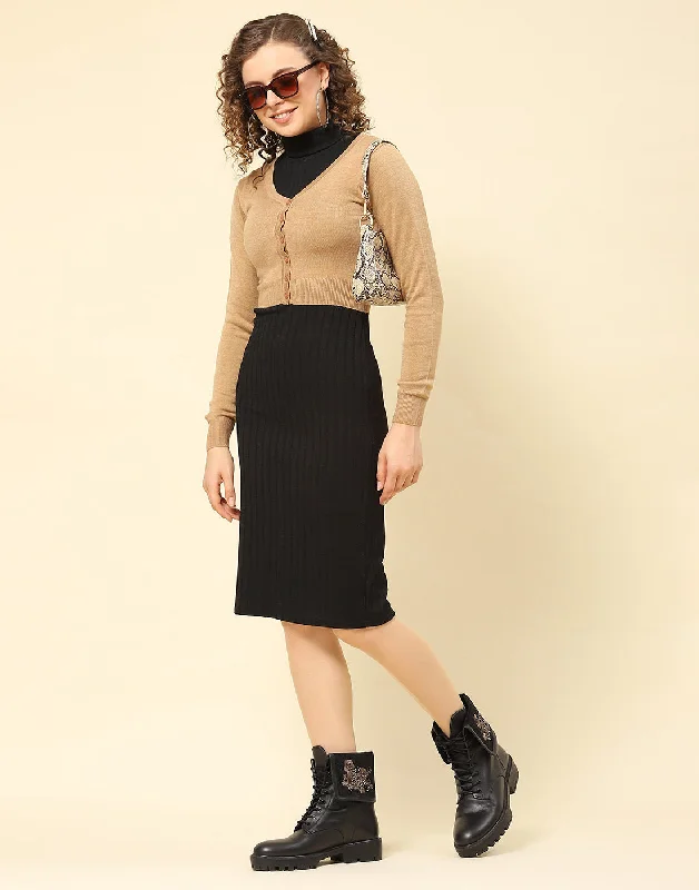 Women Brown Solid V Neck Full Sleeve Blouse Elegant Silk Blouse