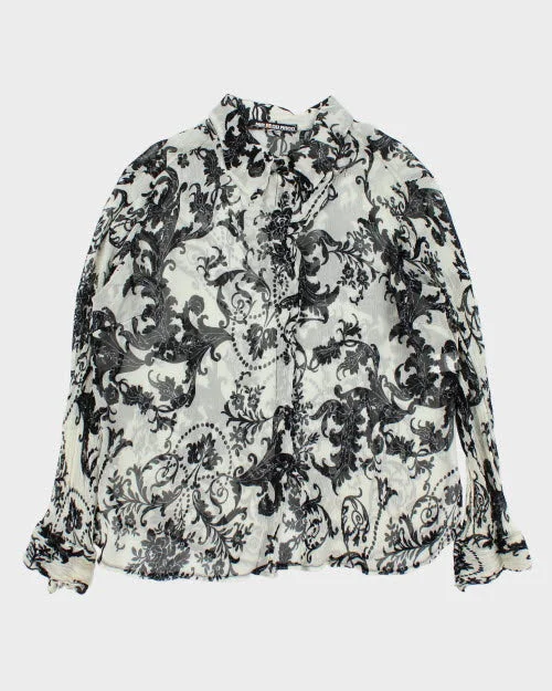 Y2k 00s Nia & Do Rado Sheer Blouse - L Cotton Casual Blouse