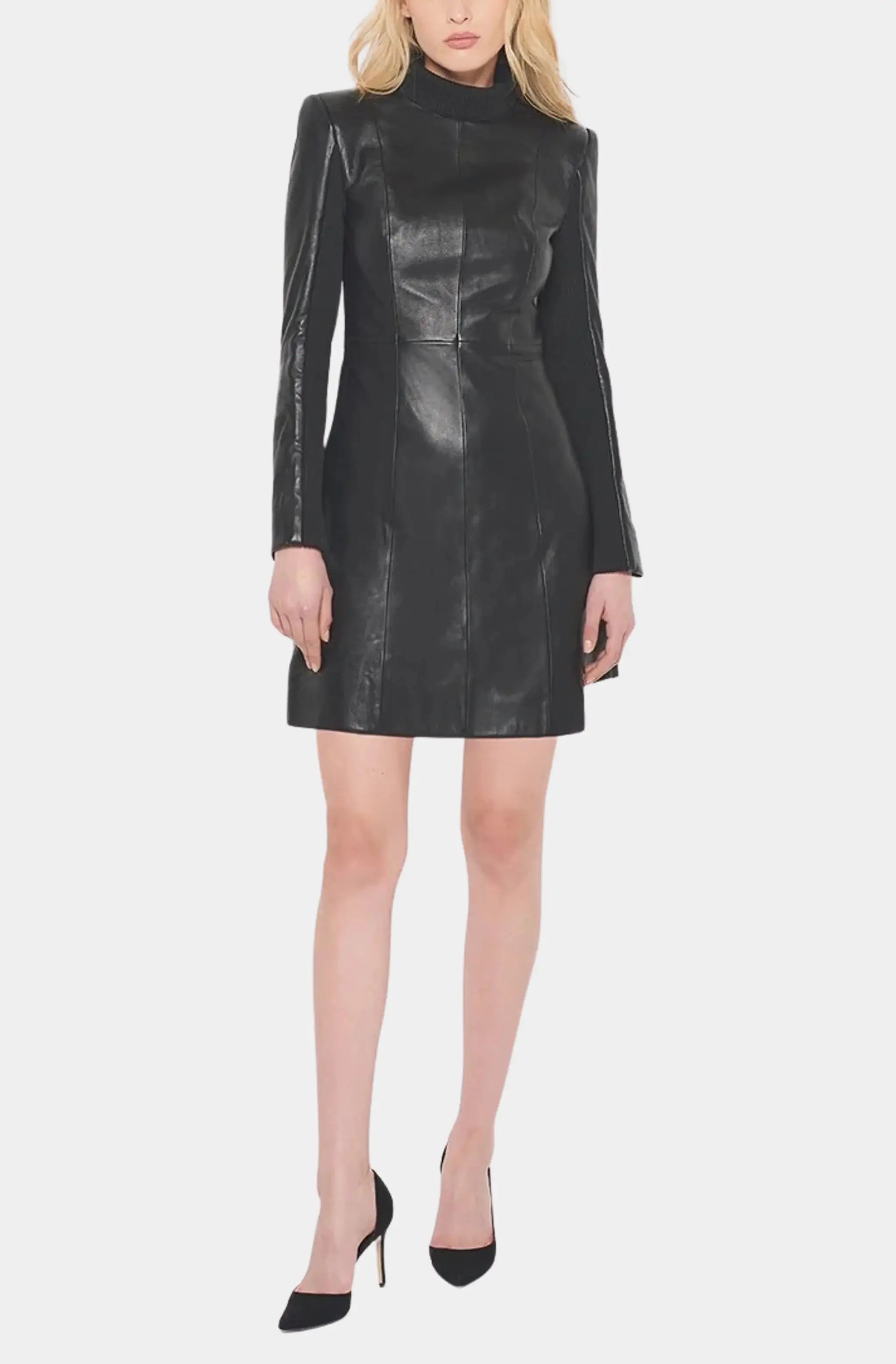 The LBD Upcycled Leather Mini Dress Trendy A-Line Mini Dress
