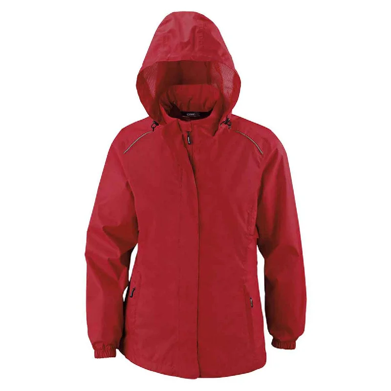 Core 365 Women's Classic Red Climate Seam-Sealed Lightweight Variegated Ripstop Jacket Hoodie Zip-Up Jacket Button-Up Jacket