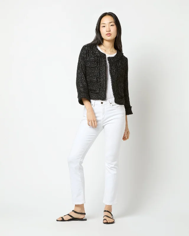 Kiki Jacket in Black Sparkle Tweed Tiered Jacket Buttoned Jacket Zippered Jacket
