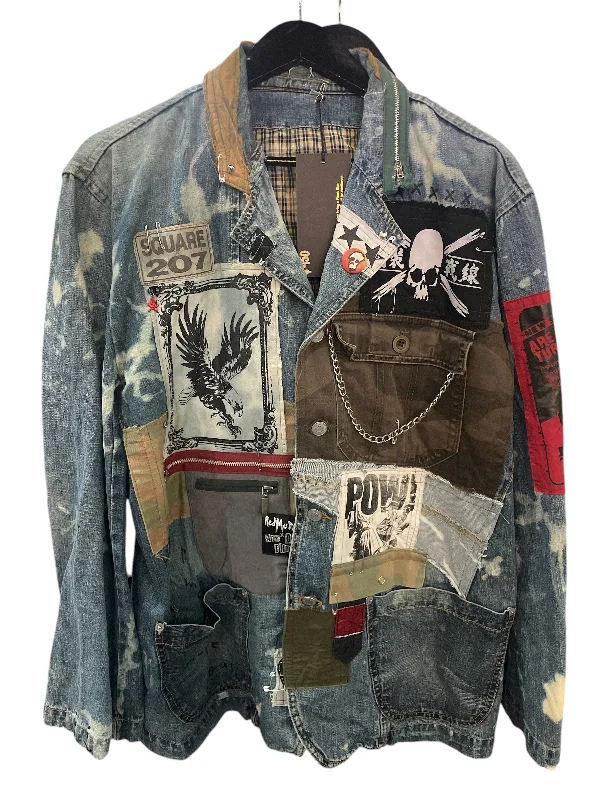 Any Old Iron X Red Mutha Men's Square 207 Jean Jacket Notch Collar Peter Pan Collar Cowl Neck