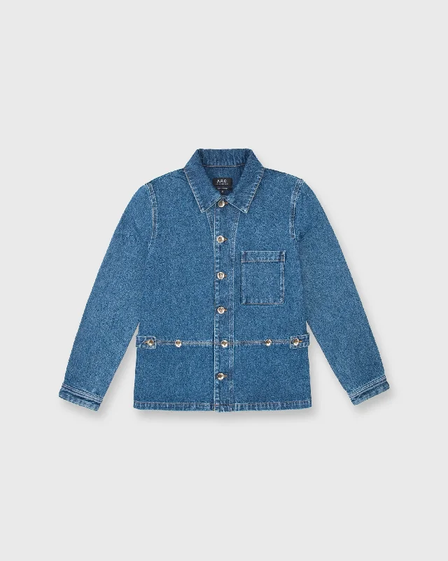 Dina Jacket in Washed Indigo Knit Jacket Woven Jacket Fleece Jacket