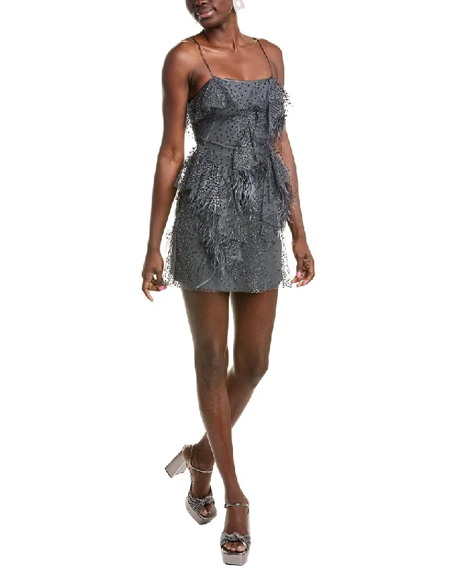 Alberta Ferretti Glitter Mesh Mini Dress Comfortable Boho Mini Dress