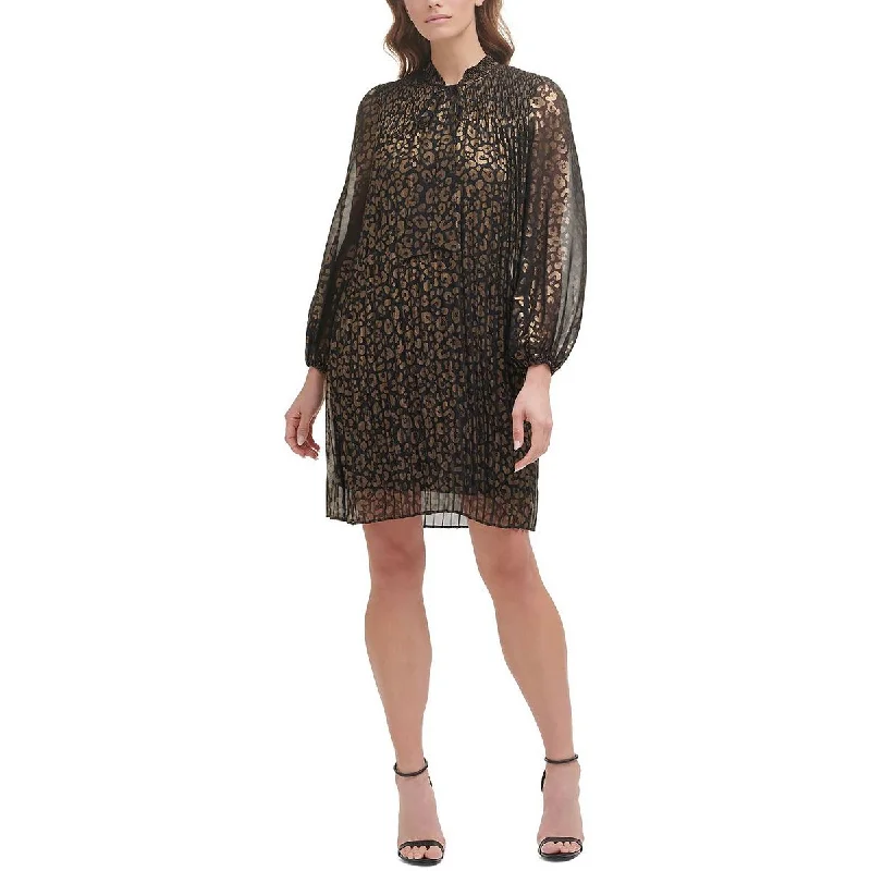 Petites Womens Animal Print Mini Mini Dress Fashionable Boho-Chic Mini Dress