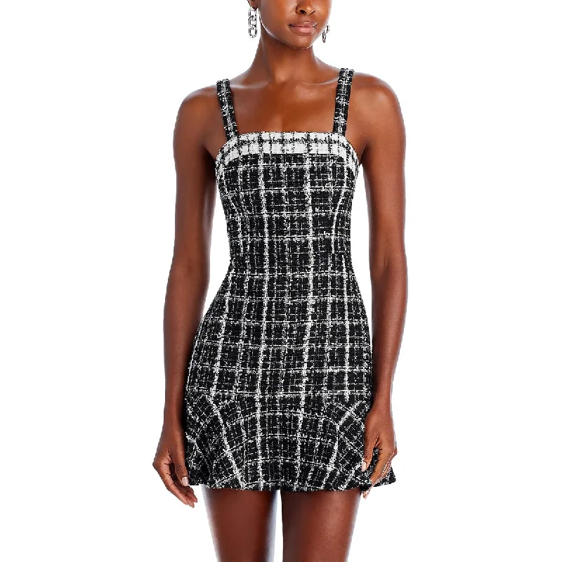 Kaidra Womens Tweed Short Mini Dress Classic Solid Mini Dress