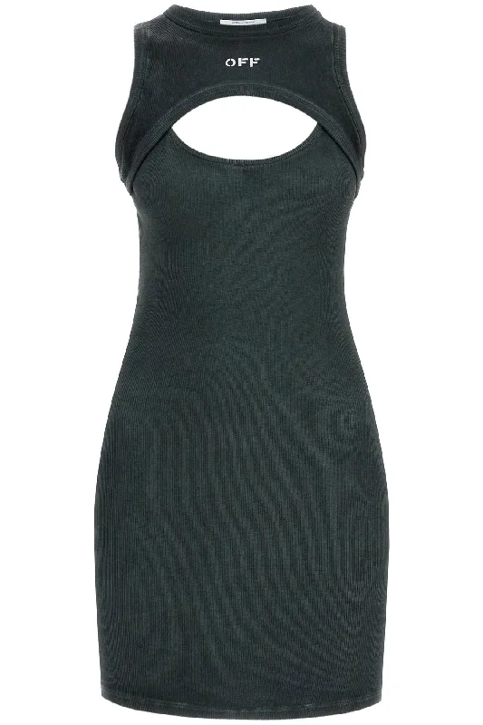 Off-White Women's Layered Mini Dress With Cut Out Details Trendy Tulle Mini Dress