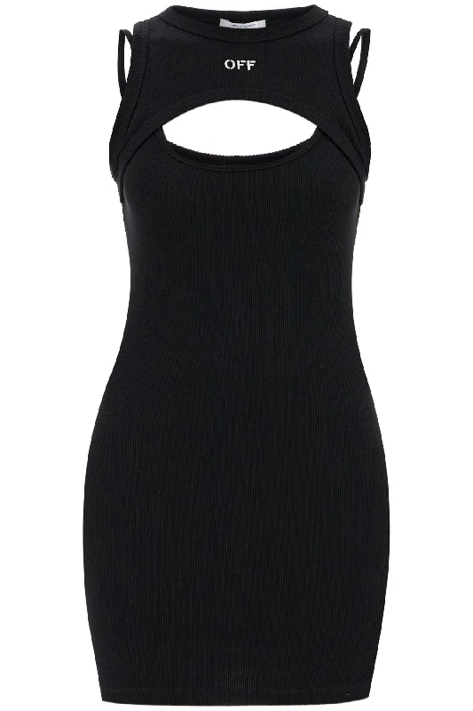 Off-White Women's Layered Sleeveless Mini Dress With Elegant Vintage Mini Dress
