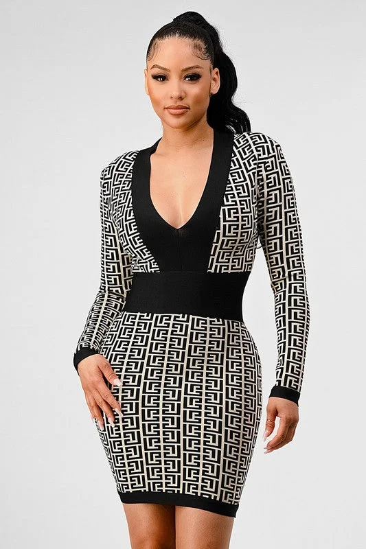 Blue Zone Planet | Nina's Black & White Print Bandage Mini Dress Elegant Satin Mini Dress Blue Zone Planet | Nina's Black & White Print Bandage Mini Dress Elegant Satin Mini Dress