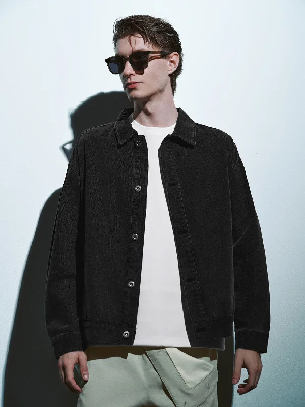 Button Up Loose Denim Jacket Oversized Jacket Tailored Jacket Straight Jacket