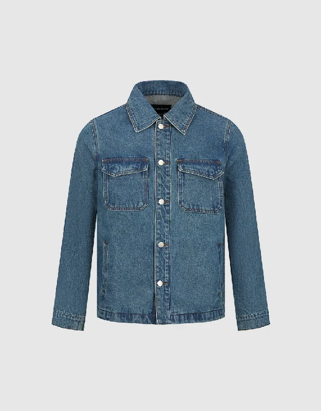 Button Up Straight Denim Jacket Knit Jacket Woven Jacket Fleece Jacket