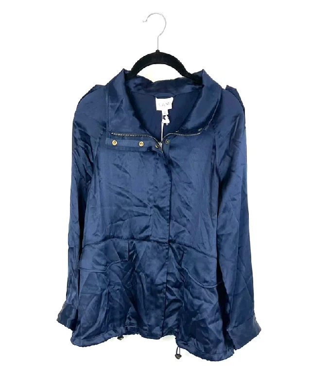 Navy Blue Jacket - Size 2-4 Front Pockets Side Pockets Patch Pockets